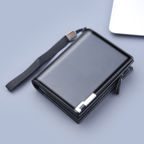 Men's short wallet, men's zipper wallet, men's large capacity tri-fold wallet, men's card holder, integrated short clip folding