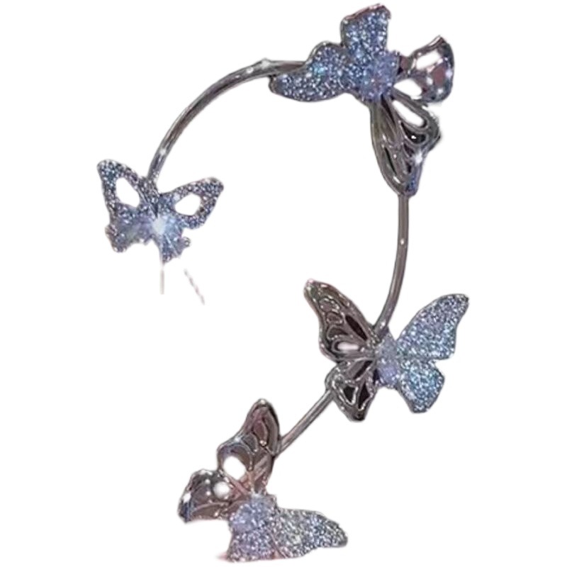 Cross-Border best selling hollow butterfly ear clip fairy high-level one-piece female temperament earrings wholesale