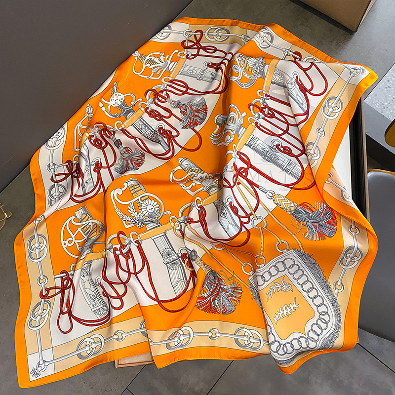 70cm pequeña toalla cuadrada primavera y otoño universal sensación de alto nivel de seda simulación bufandas de seda para mujeres con camisa de decoración profesional bufandas de cuello