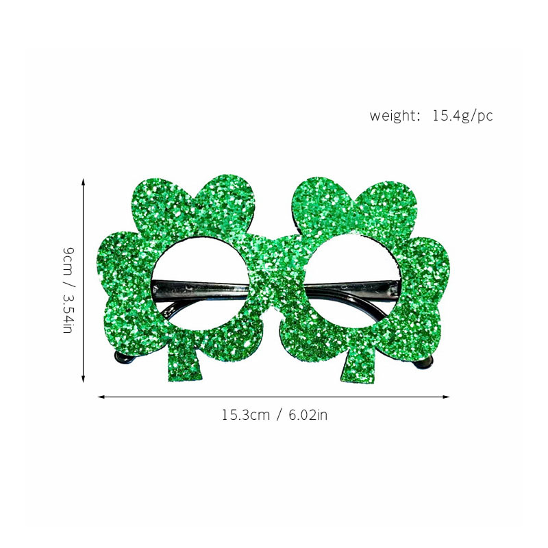 Día de San Patricio tema trébol tocado de cabeza irlandés fiesta de cerveza gafas decorativas de trébol