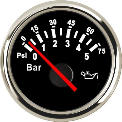 52mm Oil Pressure automobile instrument - silver-edge-black-bottom-0-5bar