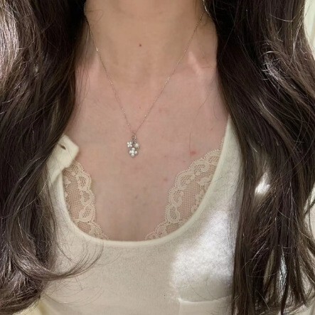 s925纯银轻奢点钻四叶草珍珠花藤项链女小众设计高级感百搭锁骨链|undefined