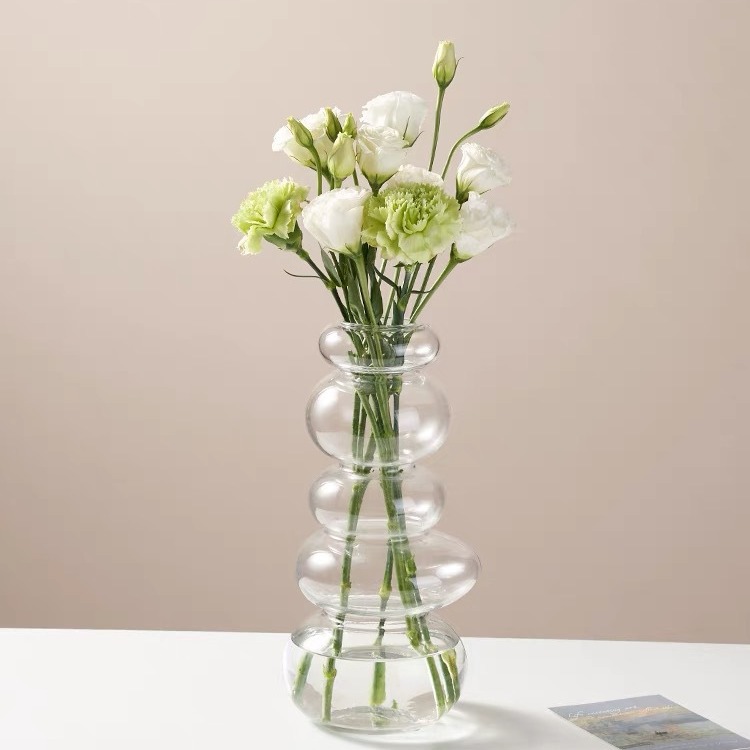 Decoraciones de lujo ligeras modernas simples sala de estar flor blanca escritorio acuático de alta calidad acuapultura decoración acuática vasija creativa de vidrio