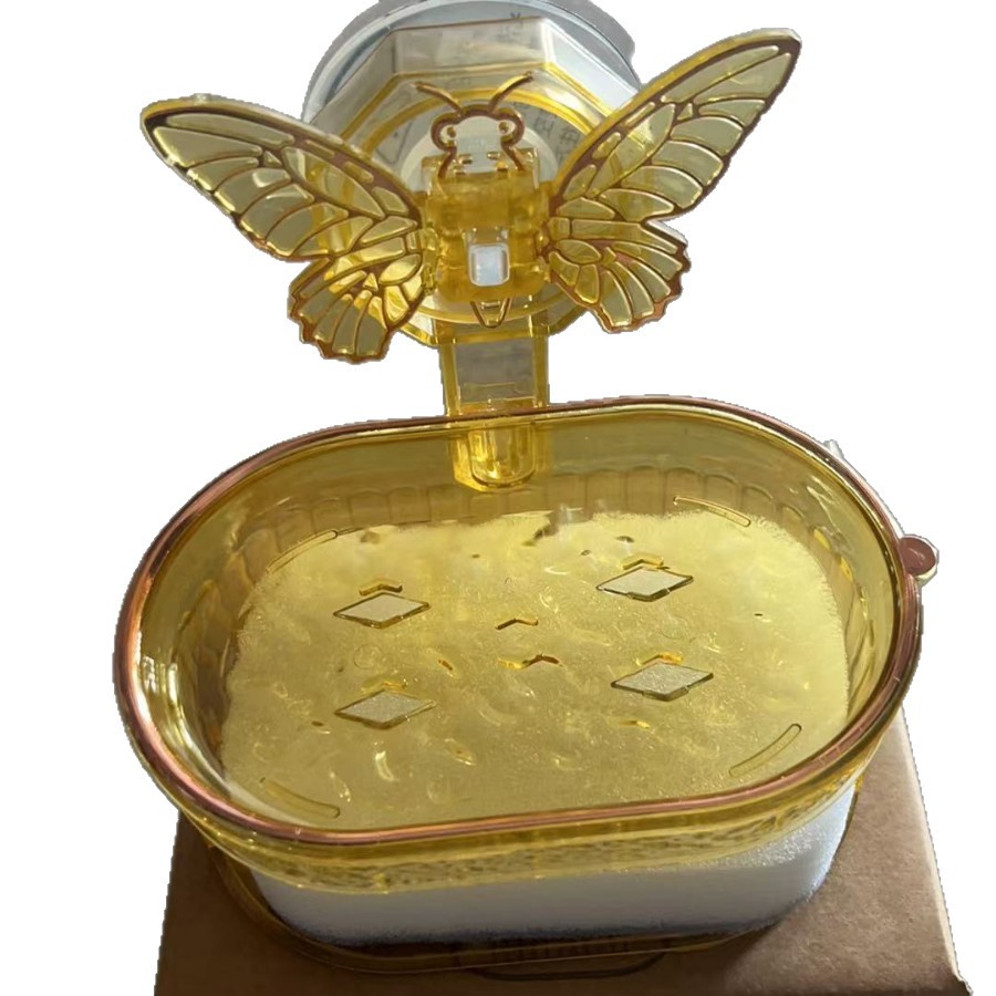 Caja de jabón de vaso de mariposa con esponja limpia caja de jabón sin perforación caja de almacenamiento de jabón de doble capa creativa estante