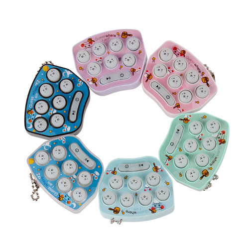 Cross-border handheld whack-a-mole game machine, macaron-colored whack-a-mole mini game machine, keychain pendant toy