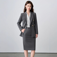 灰色职业西装套装女春秋2025新款女士面试正装高级感职场西服外套