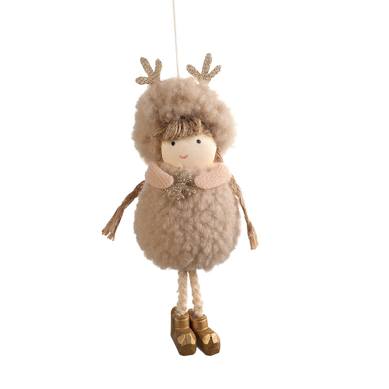 新しいクリスマス装飾ぬいぐるみ女の子人形ペンダントクリエイティブ鹿の角天使ペンダントクリスマスツリーペンダントアクセサリー|undefined