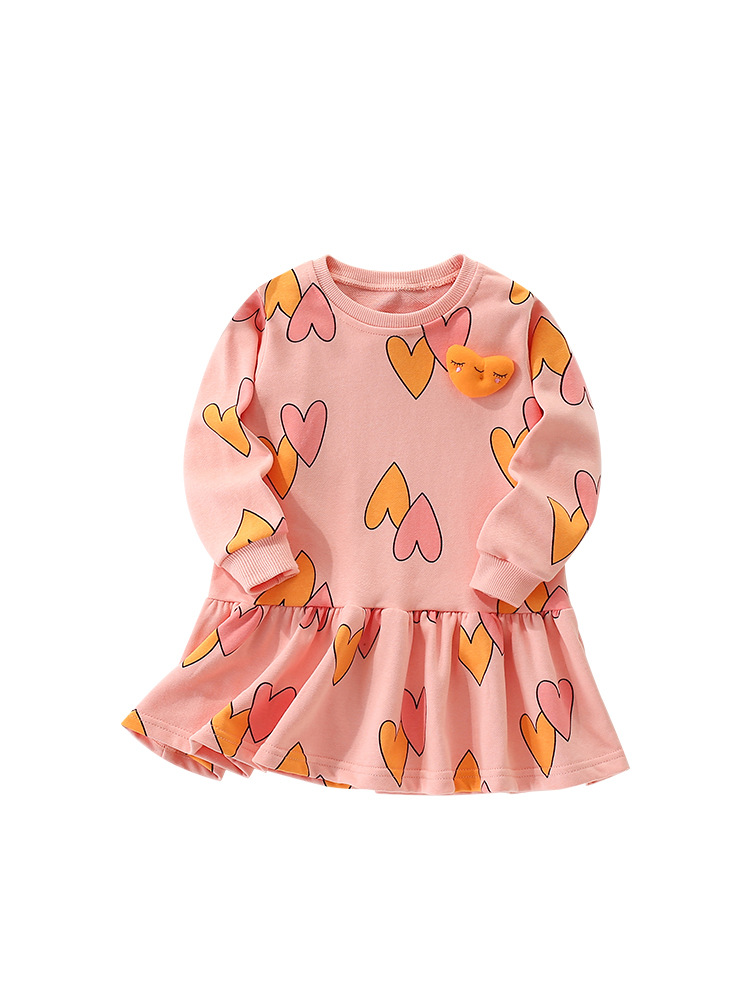Vestido de suéter para niña malwee transfronterizo otoño nuevo vestido de princesa para niños europeos y estadounidenses de cuello redondo de manga larga para niños
