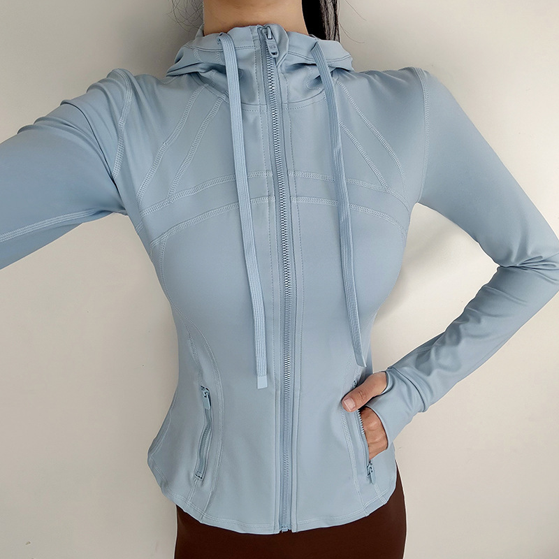 やせているIuIu春秋deflneと同じタイプのフィットネス通気性弾力ポケットランニング運動ヨガ服コート|undefined