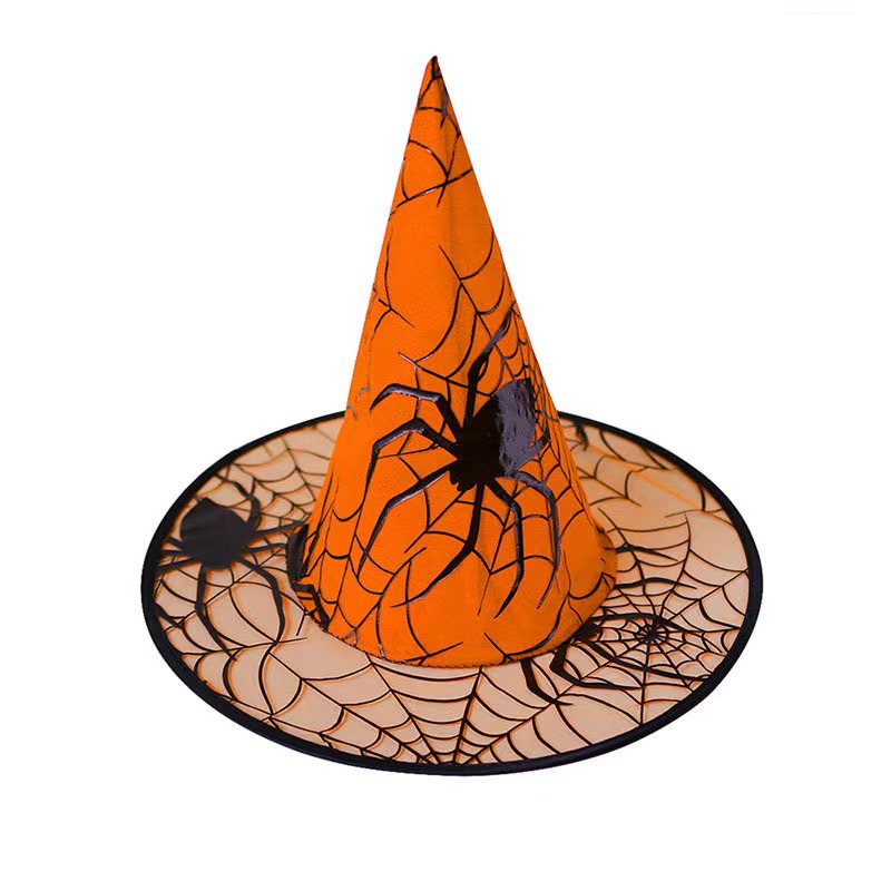 Halloween sombrero bruja sombrero cosplay vestido tocado estampado araña sombrero mago