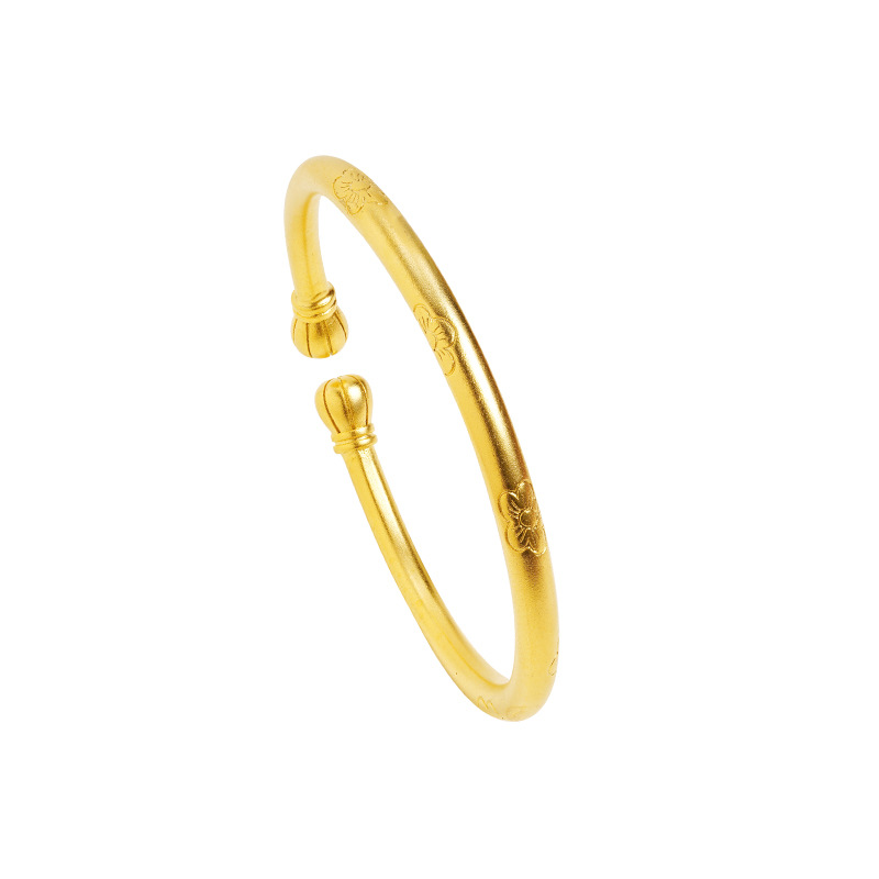 Pulsera de oro de arena antigua, herencia retro, cabeza de calabaza tallada esmerilada, pulsera abierta, temperamento femenino, joyería que no se desvanece durante mucho tiempo