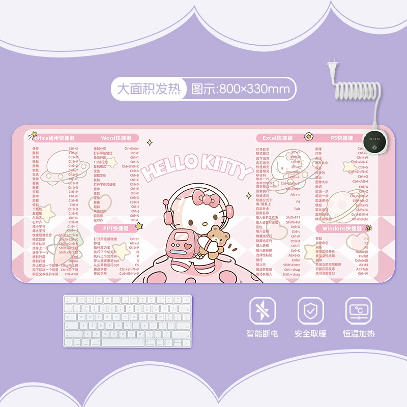 Hello kitty, table mat writing, table teaching laptop, mouse