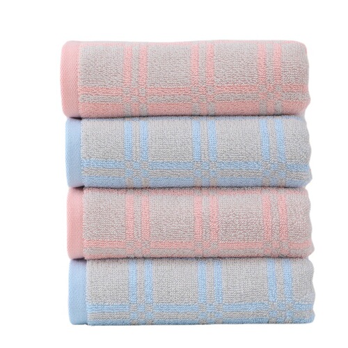 New towel wholesaler super gift purchase household soft absorbent face towel checkered horizontal stripe face towel embroidered logo