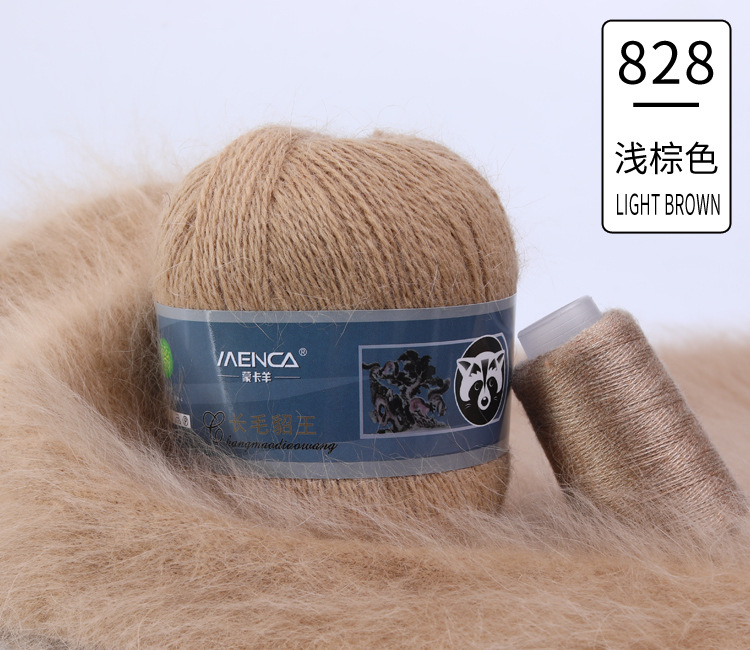 Hilo de lana de visón de lana larga Monopolio de la marca MENCA Hilo de lana de conejo de Angora Hilo de punto hecho a mano de 2 hilos