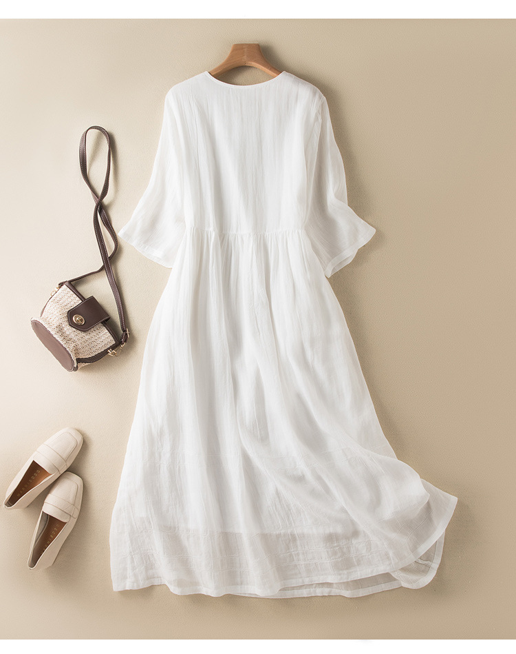 Women's Regular Dress Simple Style V Neck Half Sleeve Solid Color Midi Dress Daily display picture 2