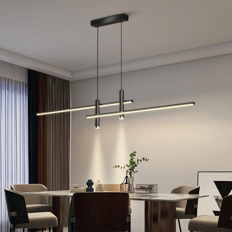 Cross-Border Small Package Restaurant Pendant Light Minimalist Linear Strip Light Modern Simple Bar Counter Dining Room Table Light with Spotlight Cross-Border Small Package Restaurant Pendant Light Minimalist Linear Strip Light Modern Simple Bar Counter Dining Room Table Light with Spotlight