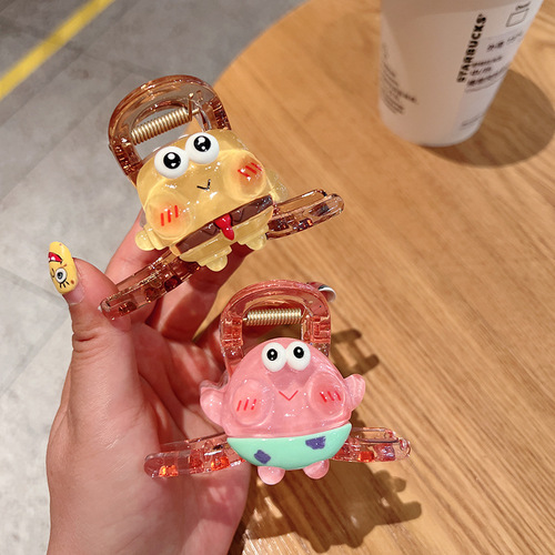Cartoon Spongebob Clip New Cute Girl Back of Head Hair Clip Large Shark Clip Wholesale Hair Accessories