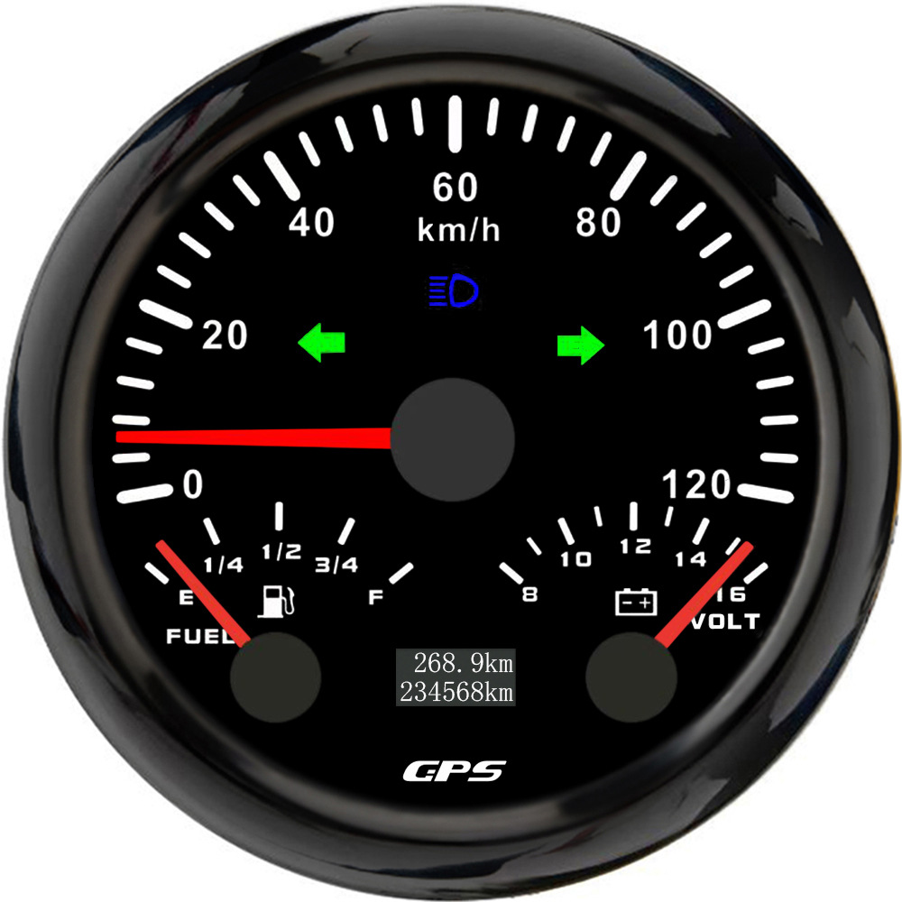 ELING – automobile instrument Speedometer Odometer Oil - 0-120kmh-black-frame-black-background
