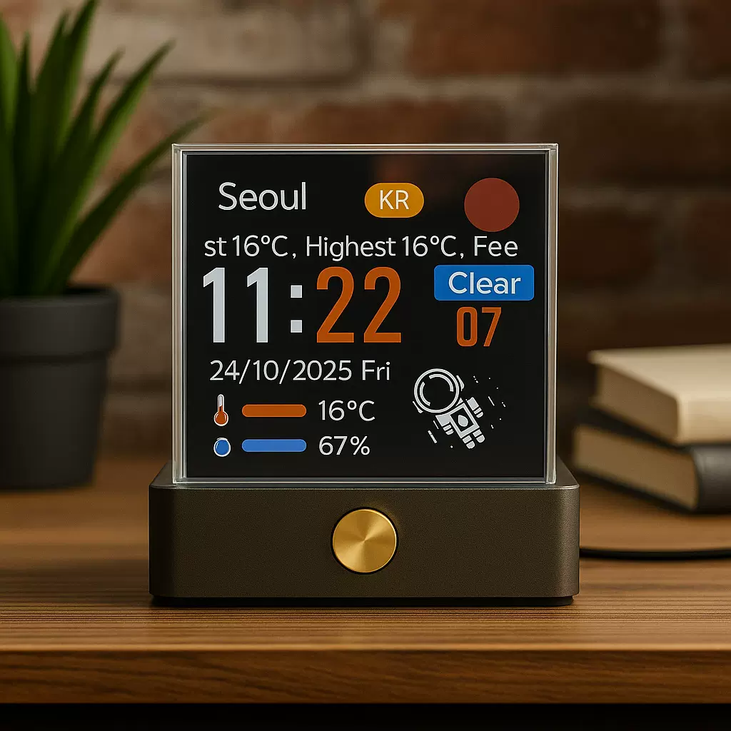 新潮迷你透明WiFi天气时钟创意礼物桌面摆件显示器摆件时钟天气钟