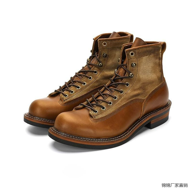 2024 лето Amy Kaka ретро сделай старые ботинки мужские ботинки Martin сапоги высокие десантники сапоги коричневые кожаные парчи