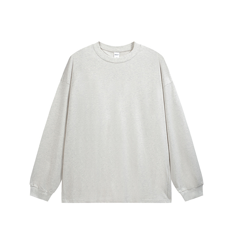 JIEZHAN | 305Gfog カラー長袖 Tシャツ 25 秋アメリカンソリッドカラーコットンルーズカップルボトリングシャツ