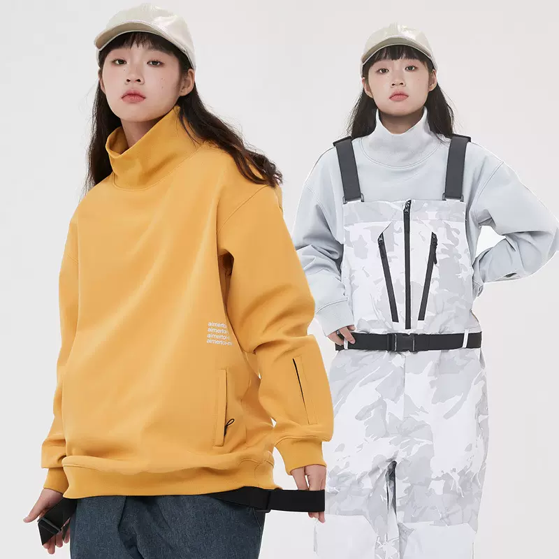 滑雪卫衣防风防水单双板滑雪服高领滑雪衫加绒女男背带裤内搭