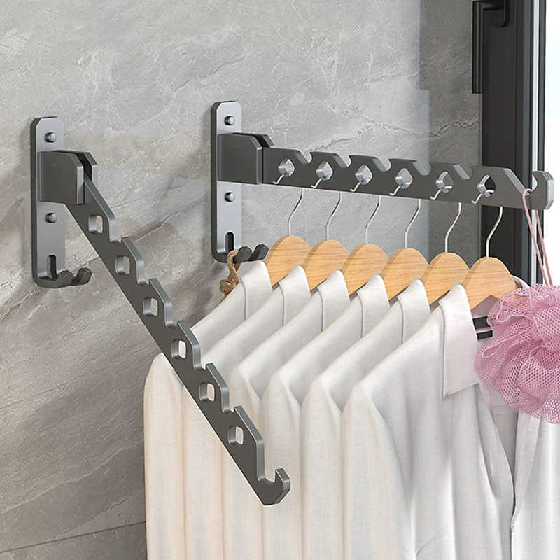 Складная вешалка для одежды без перфорации Пистолет серый невидимый туалет балкон сушильная одежда артефакт настенный висит в помещении