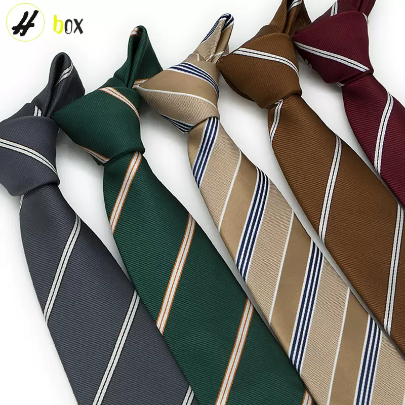 男士领带 复古棕色咖啡学院风百搭条纹婚庆新郎伴郎手打领带批发