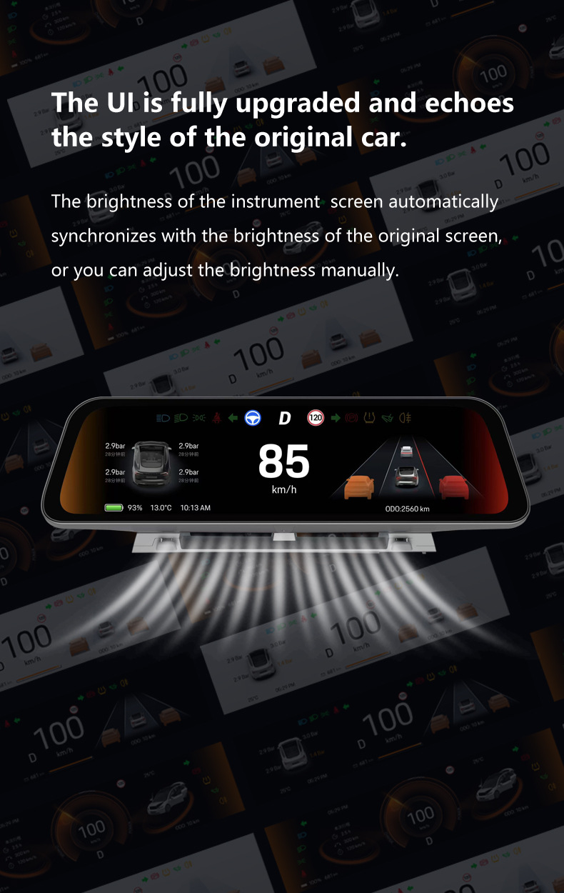 Cross-Border New Products Suitable for Tesla's New Model 3/Y/Wireless Carplay 9.66inch Modified Dashboard