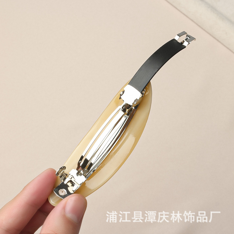法式椭圆醋酸弹簧夹发卡高级感低马尾发夹后脑勺半扎夹子通勤发饰|undefined