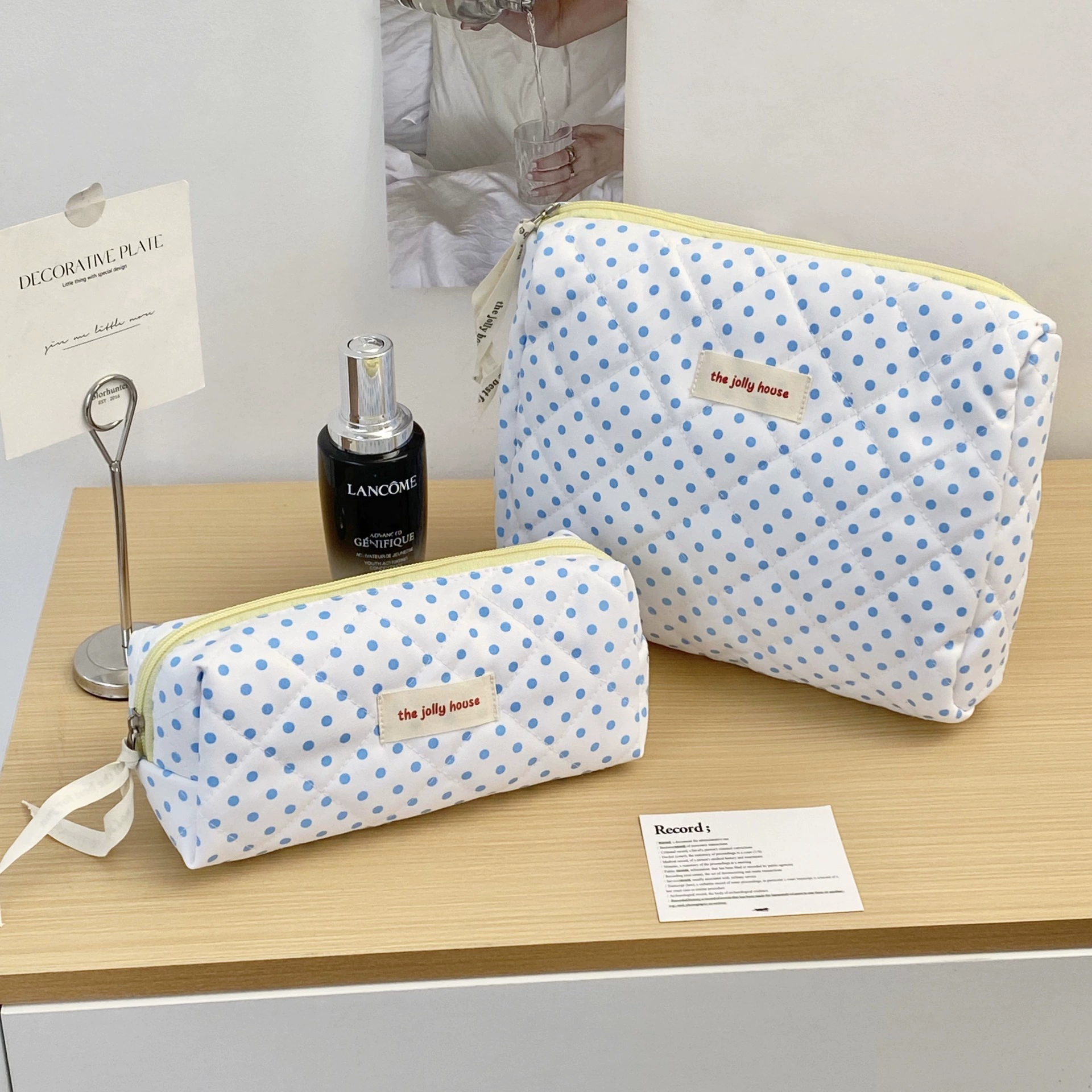 Blue capacious organizer bag, handheld storage system, cosmetic bag, shoulder bag