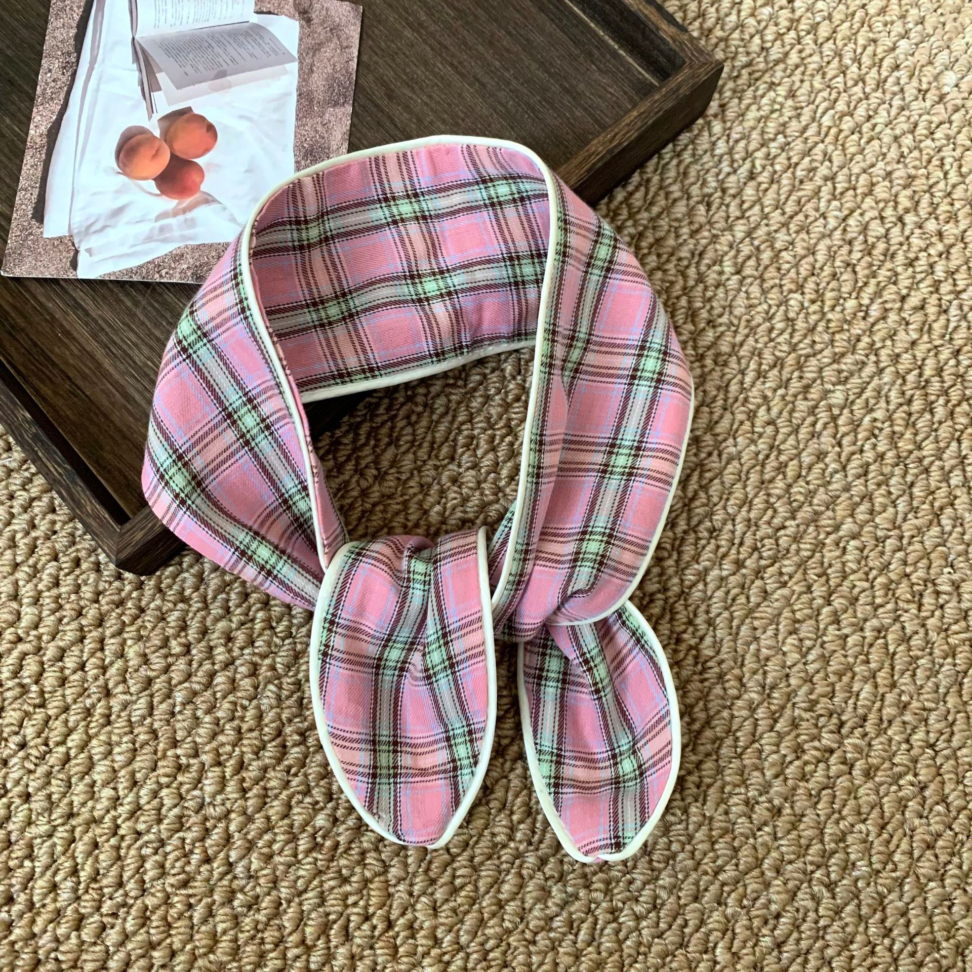 Pañuelo a cuadros Pañuelo de seda largo de algodón para mujer verano nuevo estilo pequeño estampado accesorios de todo fósforo bufanda de cuello correa para el cabello atado