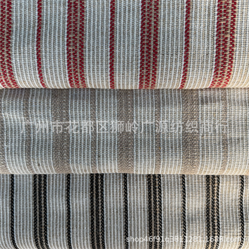 色织麻布 粗纺编织纹麻布 条纹色织提花 金线编织 老粗布现货批发