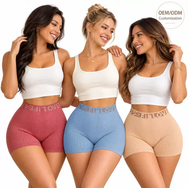 Cross-border TEMU Amazon High Waist European and American Sports Shorts Letter LOVE Knitted Fashion Casual Women's Boxers