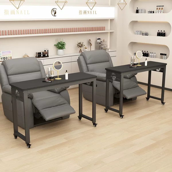 Long table with mobile vacuum cleaner, simple modern manicure table, makeup table, single-layer manicure table, cross-sofa table, manicure table