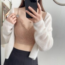 森色系983时尚性感镂空蕾丝V领裹胸精致花纹舒适透气三角杯美背