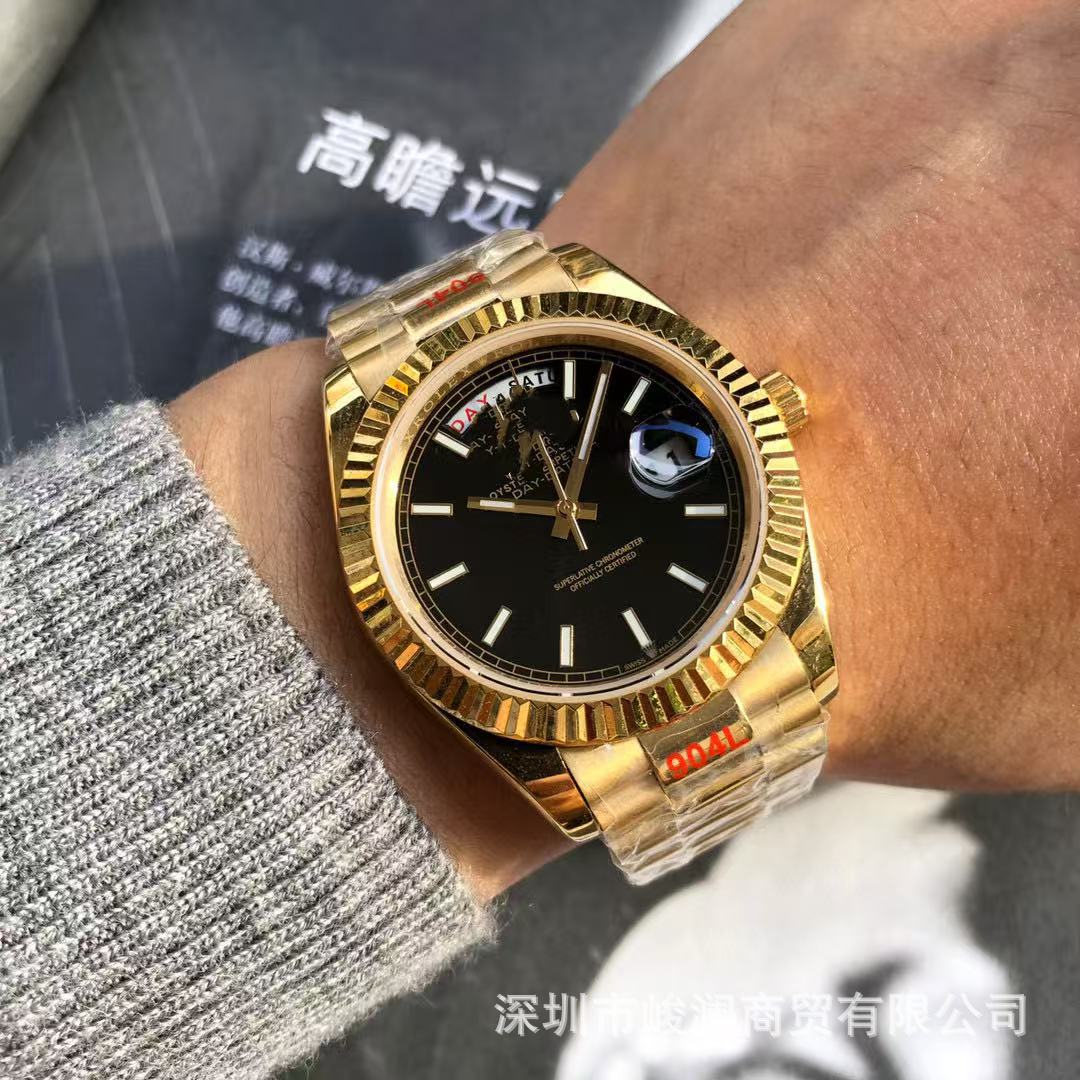 Comercio exterior transfronterizo negro DD diario de domingo mesa de juego verde reloj mecánico automático reloj de hombre reloj calendario doble