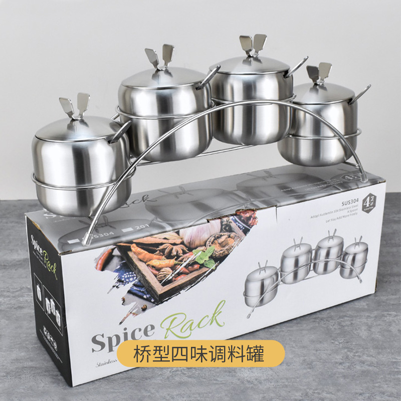 家庭用304食品級韓国式ステンレス調味料缶唐辛子油缶塩缶台所用品調味缶卸売り|undefined
