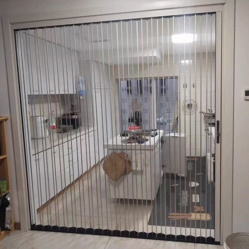 Kitchen Crystal Panel Folding Door Sliding Door Acrylic Invisible Transparent Air Conditioning Partition No-Drill Simple Indoor Door