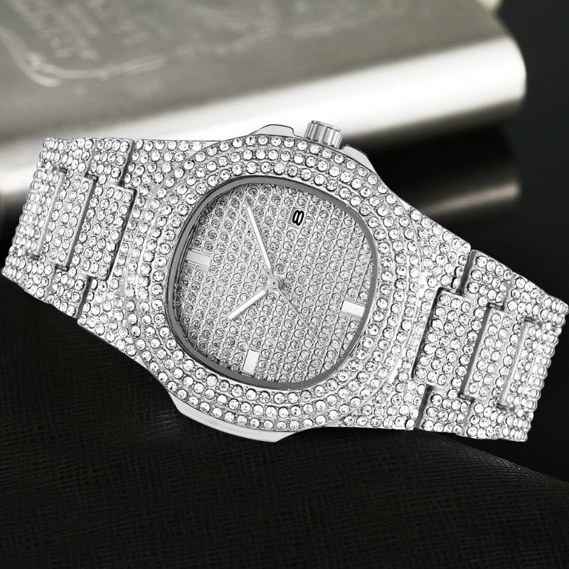 Cross-Border Quartz Watch, Fashionable and Luxurious Diamond-Set Quartz Watch, Business Temperament, Large Dial Men's Watch, Wholesale Watch Cross-Border Quartz Watch, Fashionable and Luxurious Diamond-Set Quartz Watch, Business Temperament, Large Dial Men's Watch, Wholesale Watch