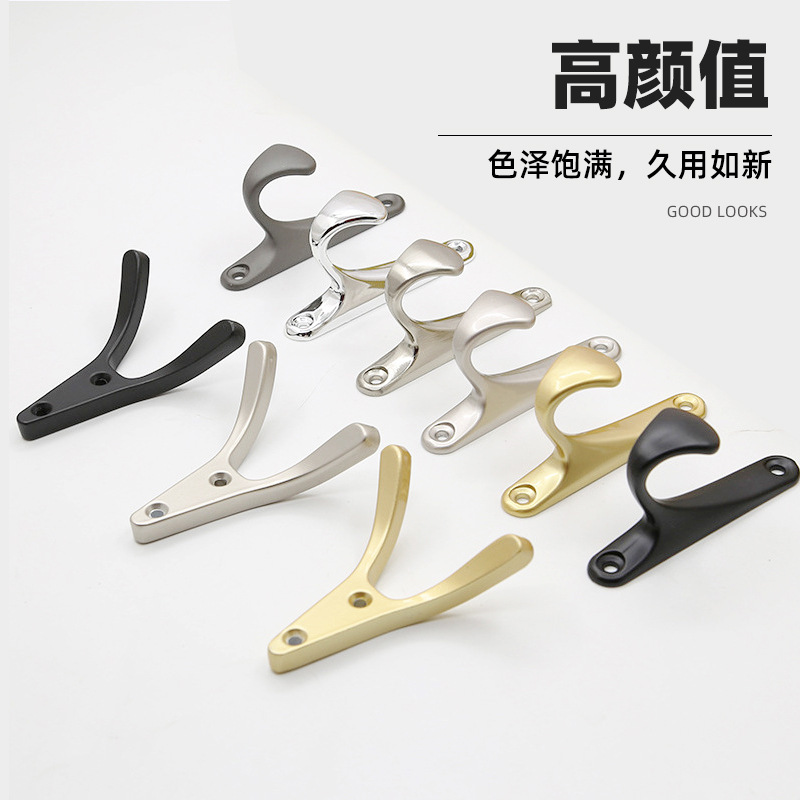 Gancho de ropa de aleación de Zinc negro simple moderno gancho de ropa detrás de la puerta gancho de ropa de almacenamiento sin perforaciones de aleación de Zinc negro