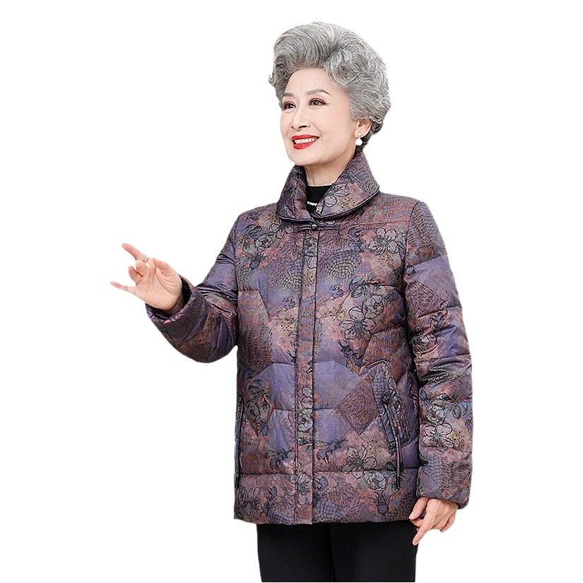 60-летний Зимний короткий пуховик для мамы, легкая куртка, легкая куртка для женщин среднего и пожилого возраста, теплое плотное пальто