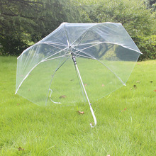 透明雨伞高颜值长柄广告伞男女自动学生低价批量LOGO纯色漂亮