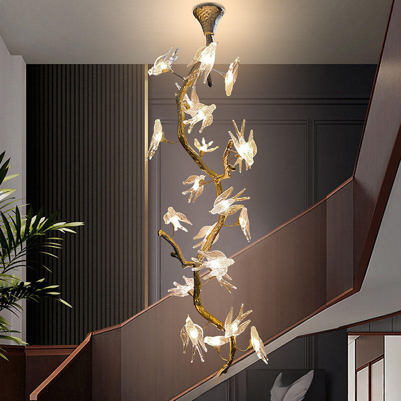 Crystal Chandelier, Branch-Shaped Chandelier, Peace Dove Pendant, Staircase Chandelier, High-End Living Room Chandelier, Dining Room Chandelier, Zhongshan Lighting Fixtures