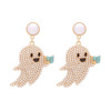 Cute metal ghost cartoon earrings from pearl, European style, halloween
