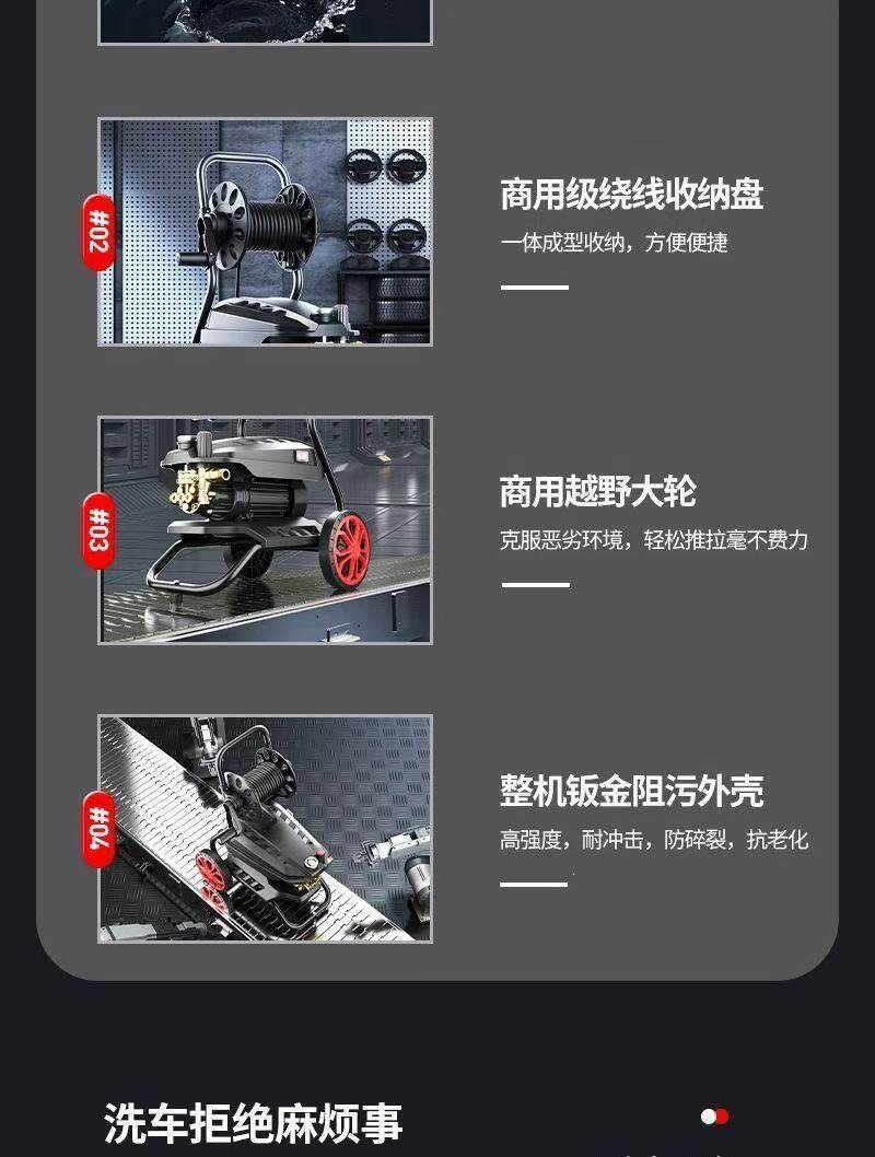 Black Cat Car Wash Machine High-Pressure Water Gun for Home Use 220V Car Cleaning Tool High-Power Portable Cleaning Machine with Pressure Booster Pump