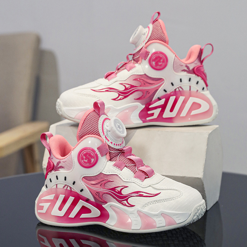 Zapatos de baloncesto para niños botones de fricción sonora primavera y otoño zapatos de entrenamiento de cuero para niños y niñas nuevos zapatos para correr