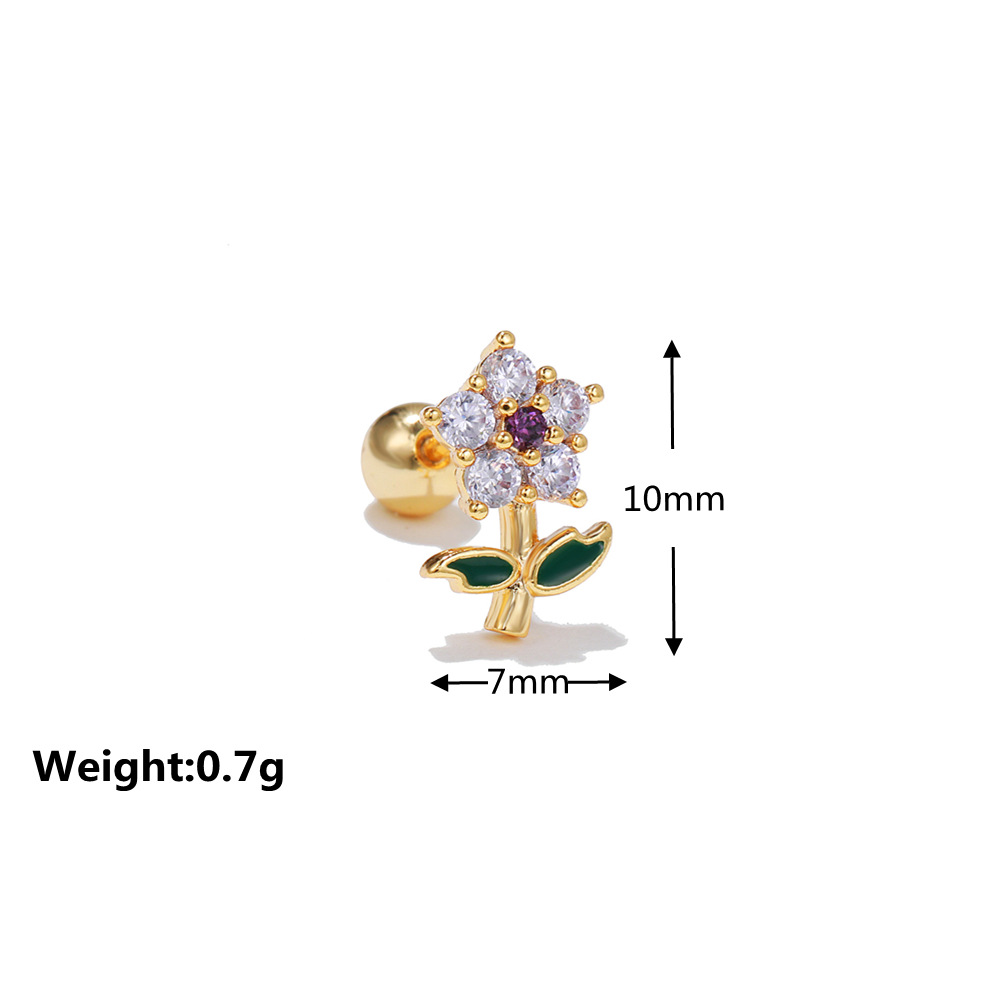 Devil's Eyes Five-pointed Star Spiral Copper Plated Gold Zircon Earrings display picture 3