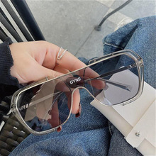 新款连体片墨镜双梁开车用全框架网红太阳镜防紫外线大框眼镜直播
