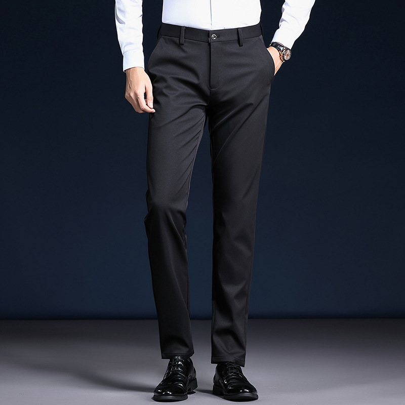 Pantalones para hombres, ropa formal recta sin planchar de negocios de primavera, pantalones casuales delgados de mediana edad, pantalones de trabajo de viaje profesional image 13